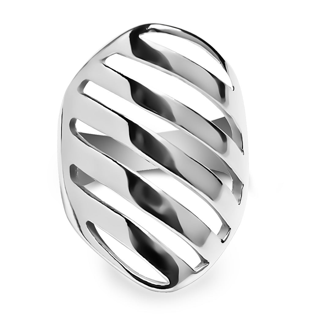 Wysoki pierścionek ze skośnymi paskami Rhapsody