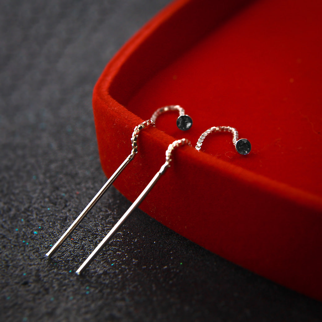 Kolczyki przekładane z cyrkonią 2,5 mm czarne