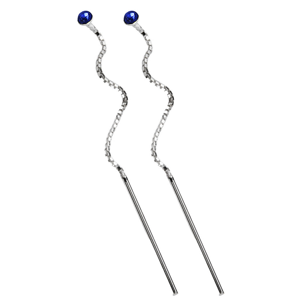 Kolczyki przekładane z cyrkonią 2,5 mm szafirowe