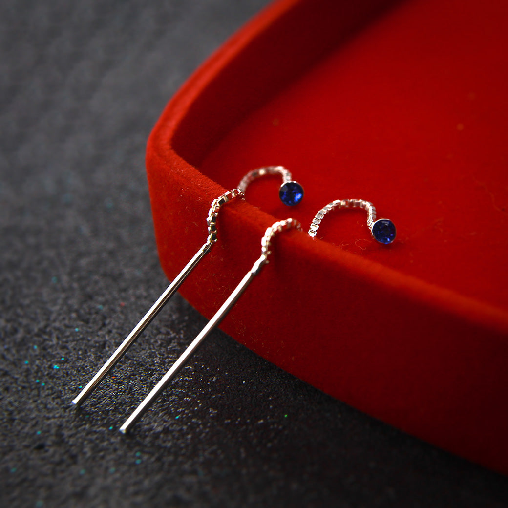 Kolczyki przekładane z cyrkonią 2,5 mm szafirowe