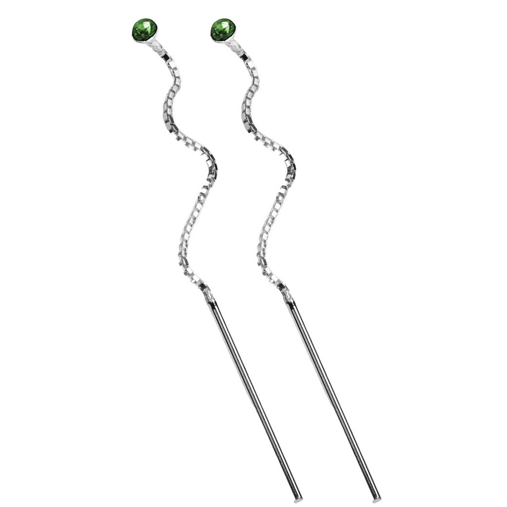 Kolczyki przekładane z cyrkonią 2,5 mm zielone