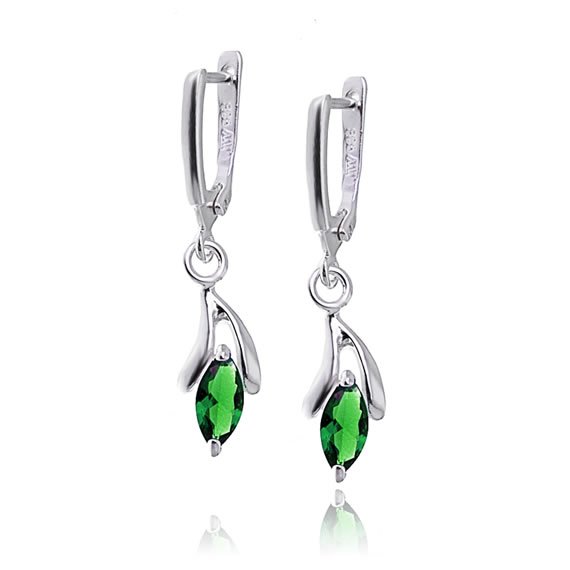 Kolczyki z zieloną cyrkonią bigiel