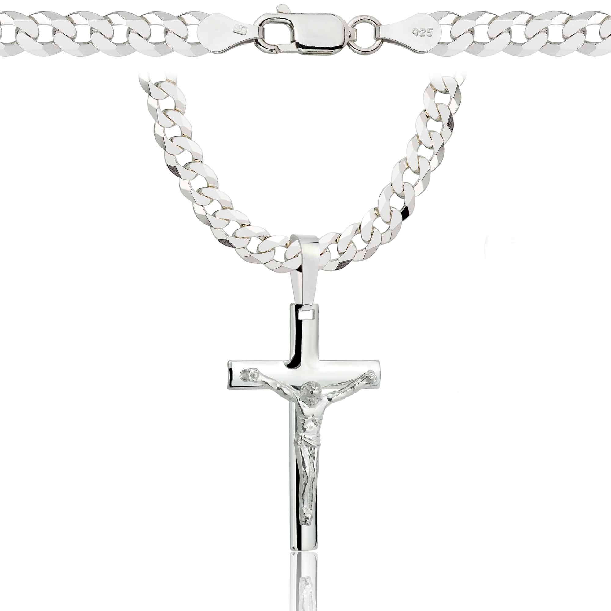 Łańcuszek srebrny z krzyżykiem pancerka 5mm pr. 925