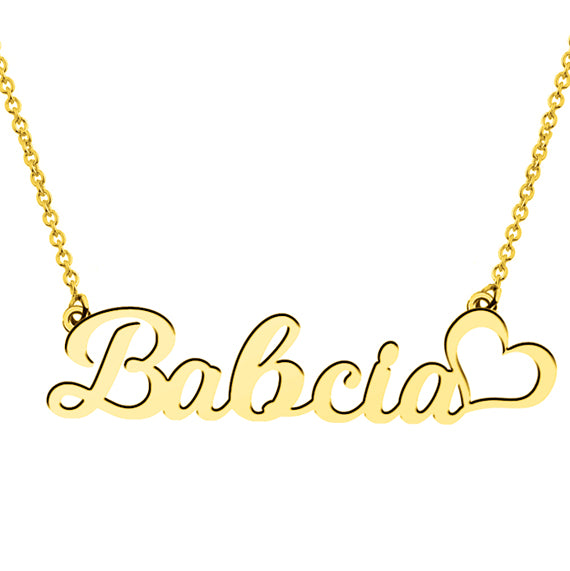 Naszyjnik z napisem Babcia srebro pozłacane