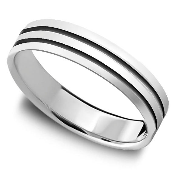 Obrączka z czarnymi paskami