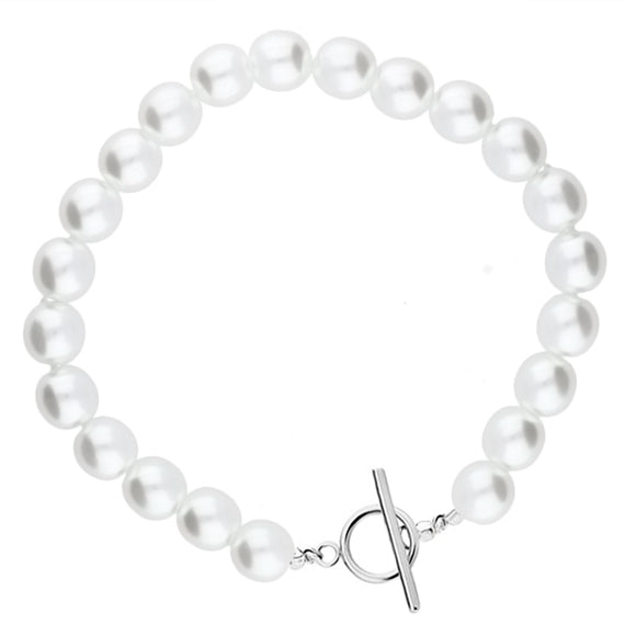 Bransoletka z perełkami zapięcie toggle perły 8mm