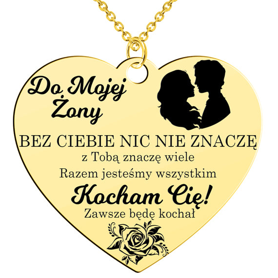 Naszyjnik "Do żony" Bez Ciebie nic - złocony