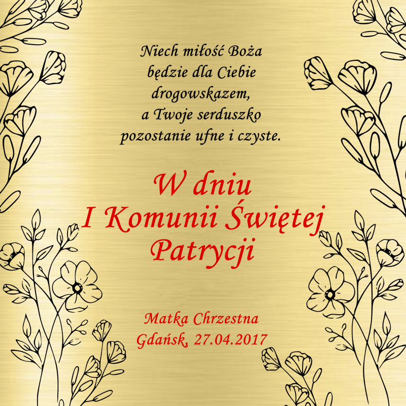 Krzyżyk z łańcuszkiem ze złota + pudełko z grawerem Pamiątka I Komunii Świętej