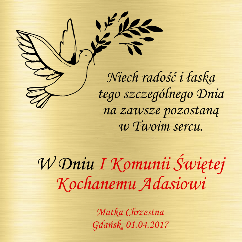 Krzyżyk z łańcuszkiem ze złota + pudełko z grawerem Pamiątka I Komunii Świętej
