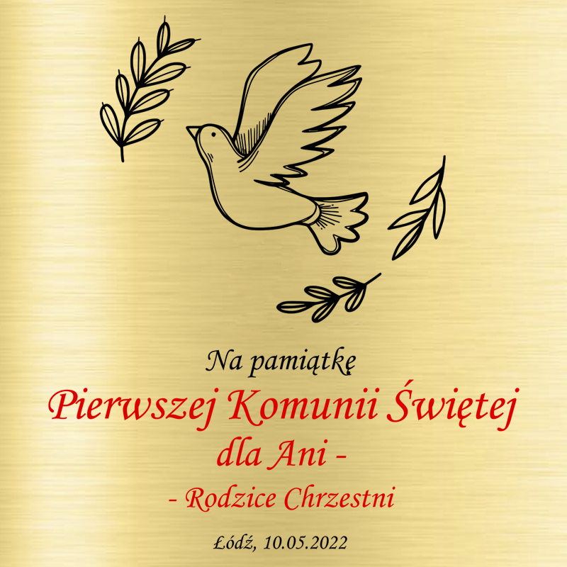 Krzyżyk z łańcuszkiem ze złota + pudełko z grawerem Pamiątka I Komunii Świętej