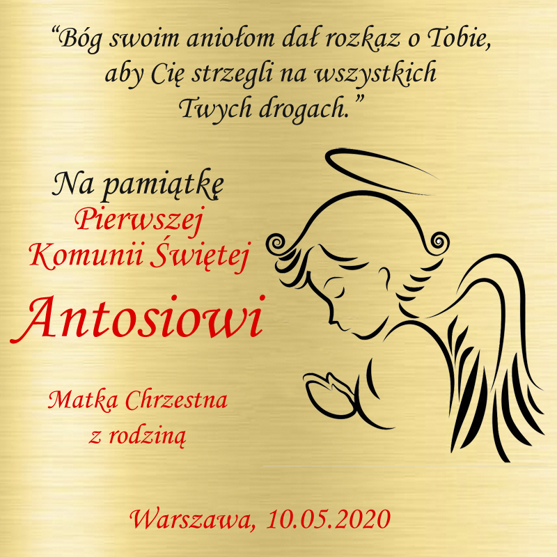 Krzyżyk z łańcuszkiem ze złota + pudełko z grawerem Pamiątka I Komunii Świętej