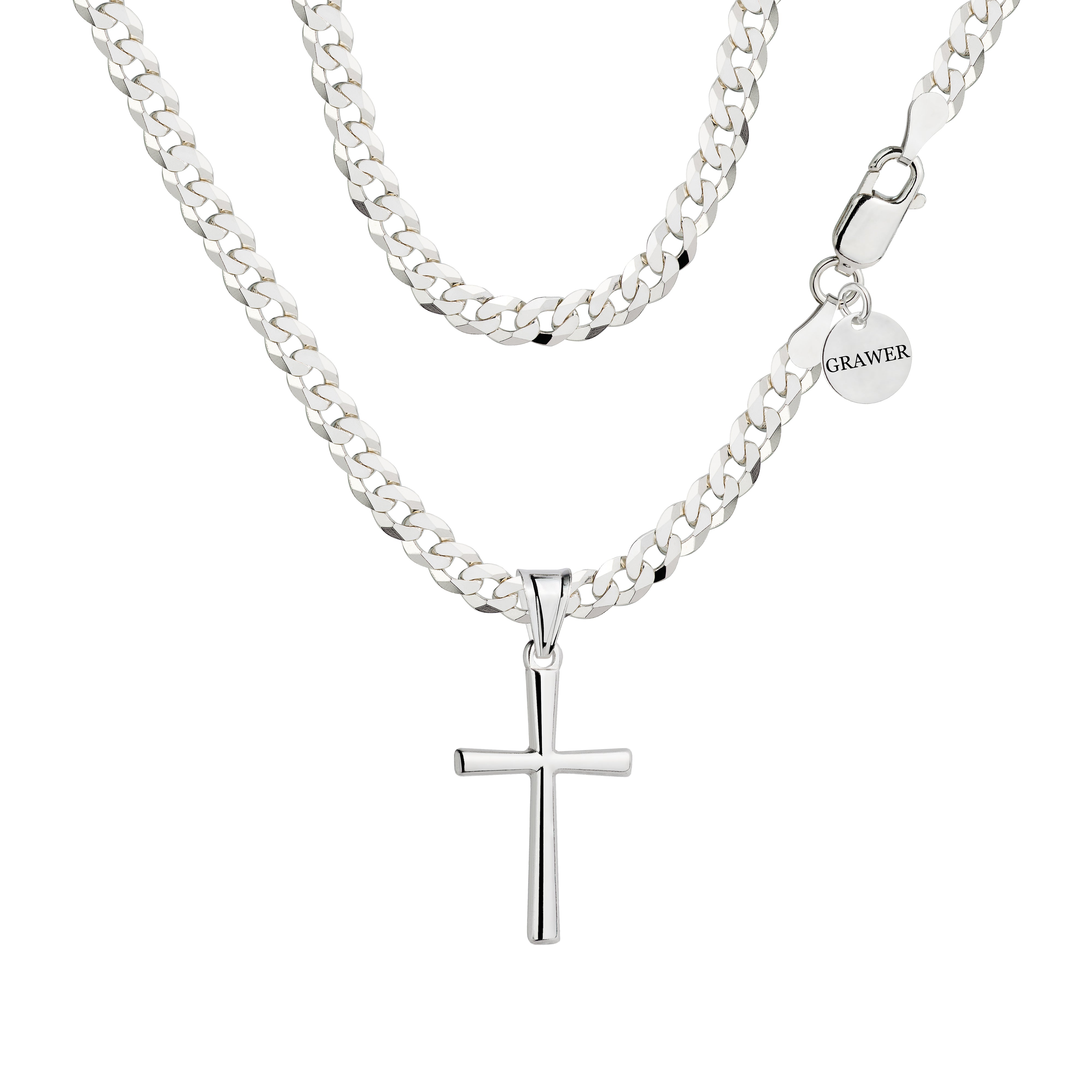 Łańcuszek srebrny z krzyżykiem pancerka 3,8mm pr. 925