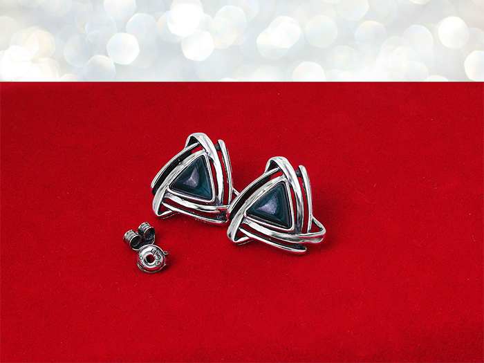 Kolczyki trójkątne z malachitem