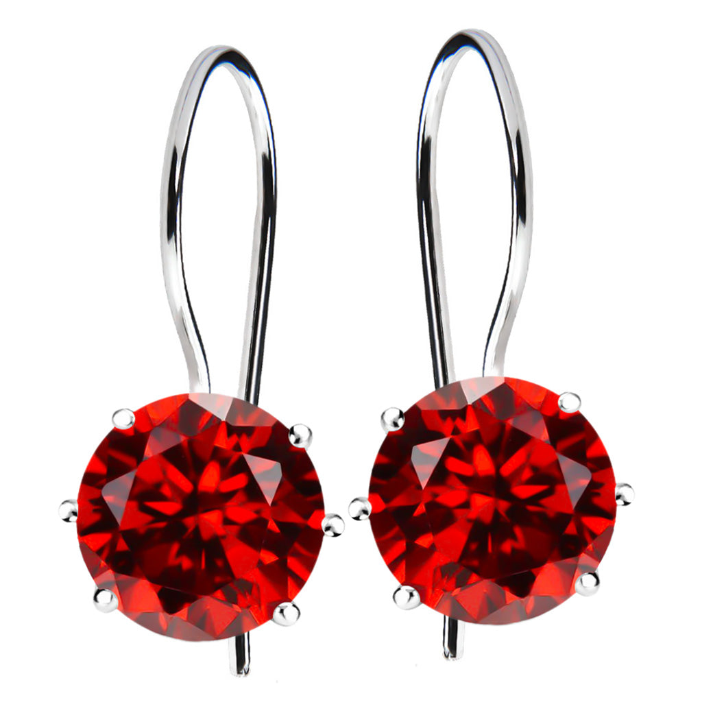 Wiszące kolczyki z rubinową cyrkonią 10mm Red Elegance