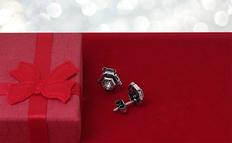 Sześciokątne kolczyki z cyrkonią