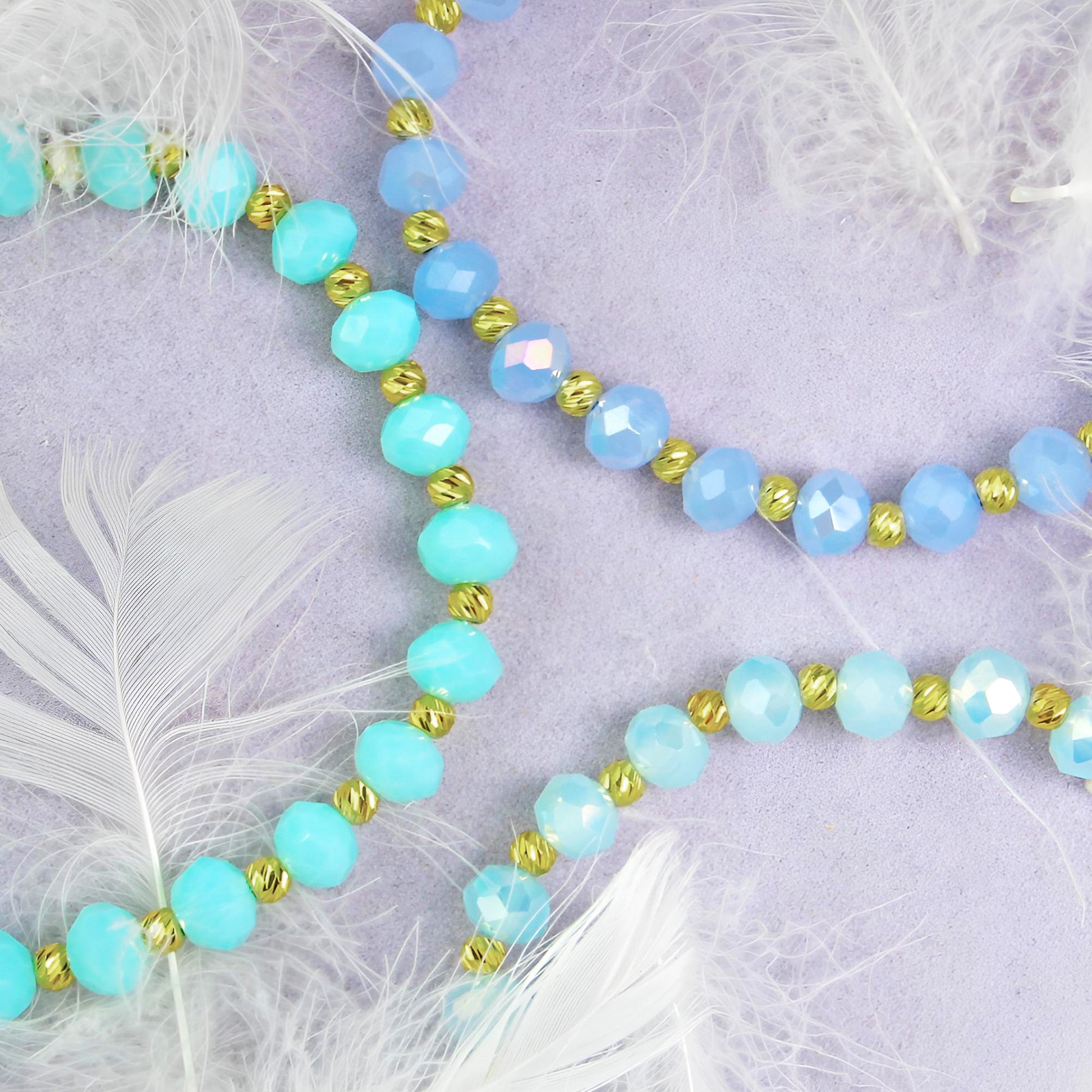 Bransoletka z koralikami - zgaszony błękit