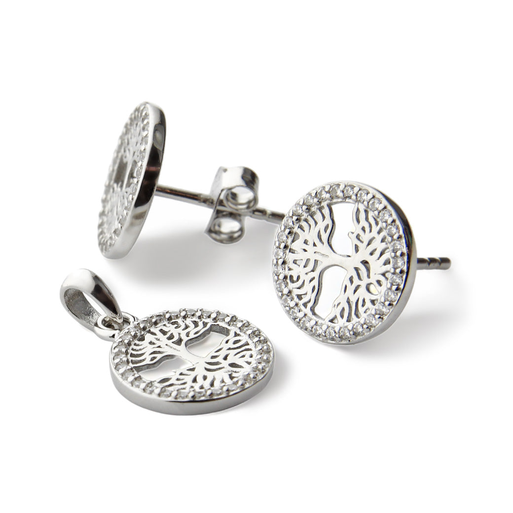 Komplet kolczyki i wisiorek drzewa