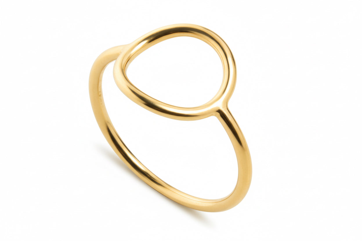 Pierścionek z kółkiem srebro pozłacane