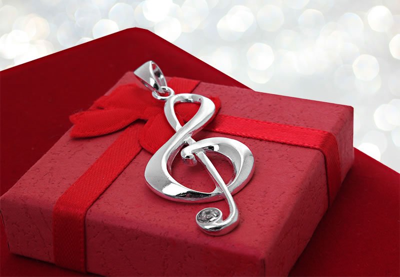 Wisior klucz wiolinowy z cyrkonią