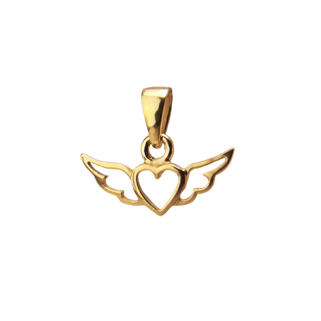 Wisiorek skrzydła z sercem złocony