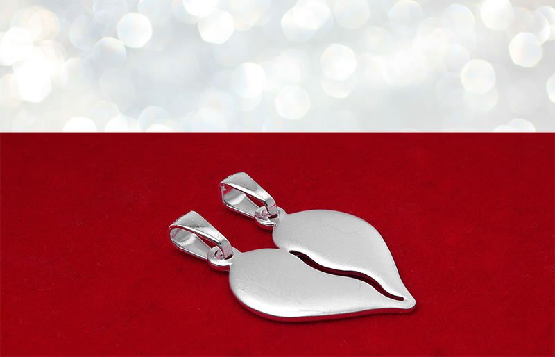 Wisiorek łamany połówki serca matowe