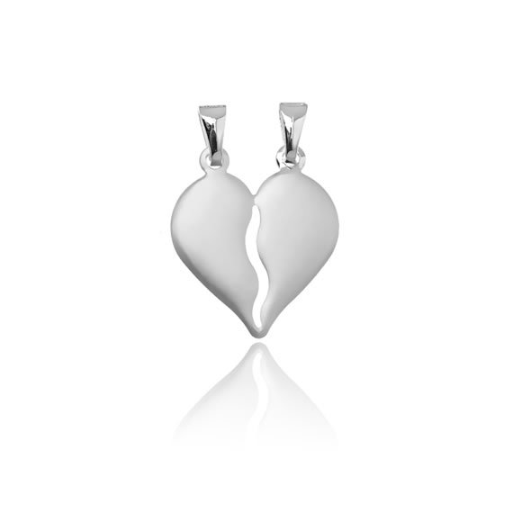 Wisiorek łamany połówki serca matowe