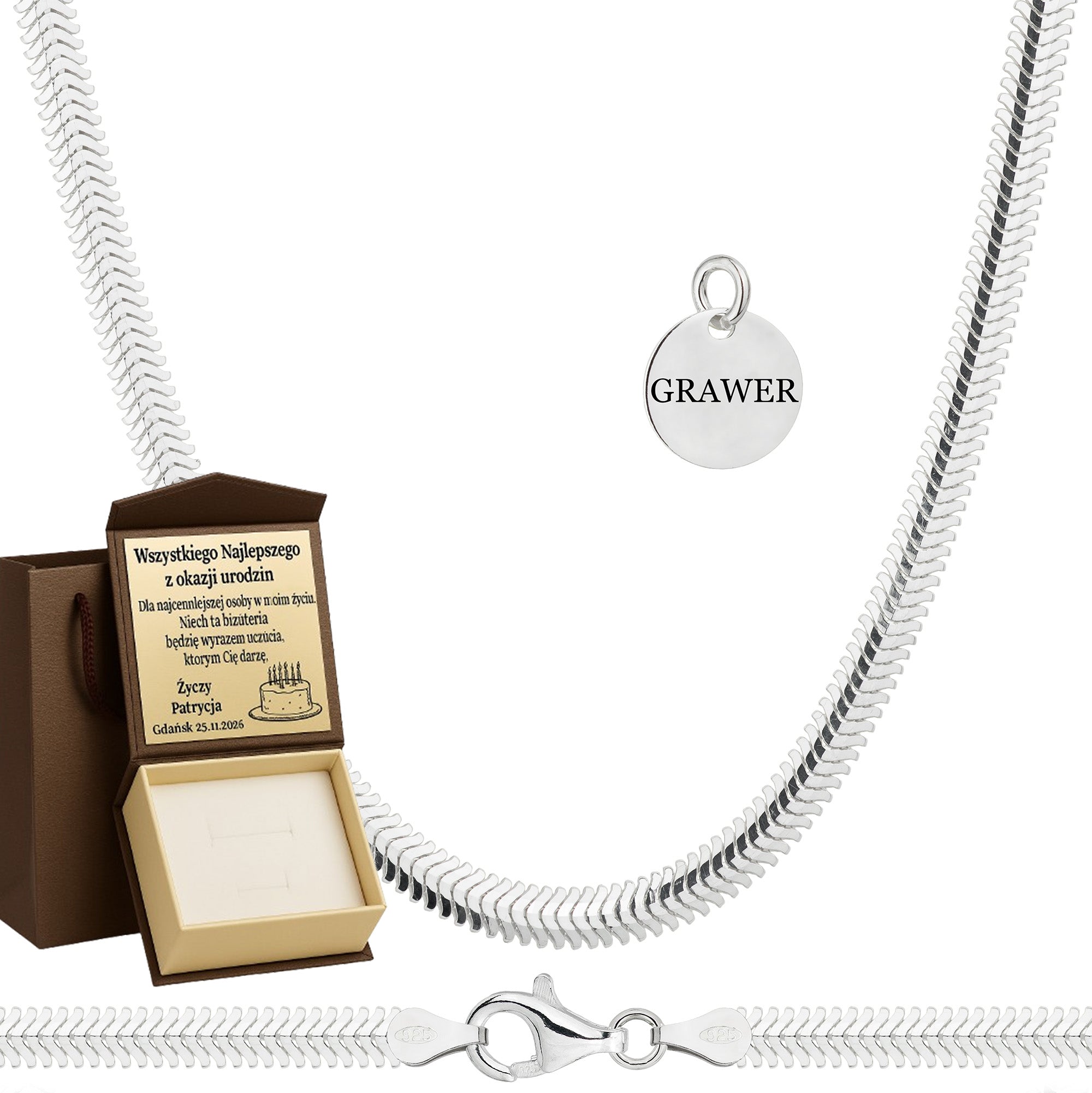 Łańcuszek srebrny żmijka 4,3mm pr. 925