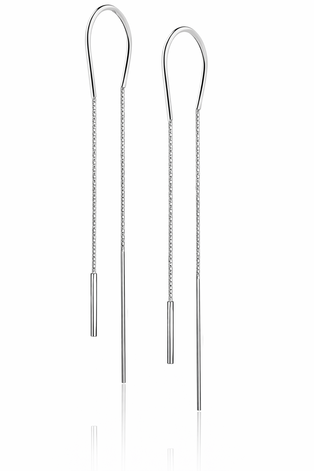 Kolczyki przeciągane podwójne z rurką i patyczkiem