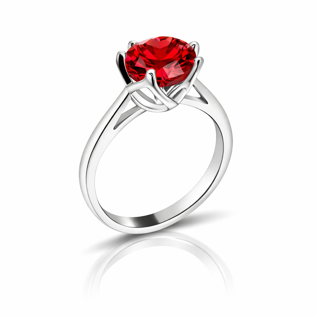 Pierścionek z rubinową cyrkonią 8mm Ruby Whispers