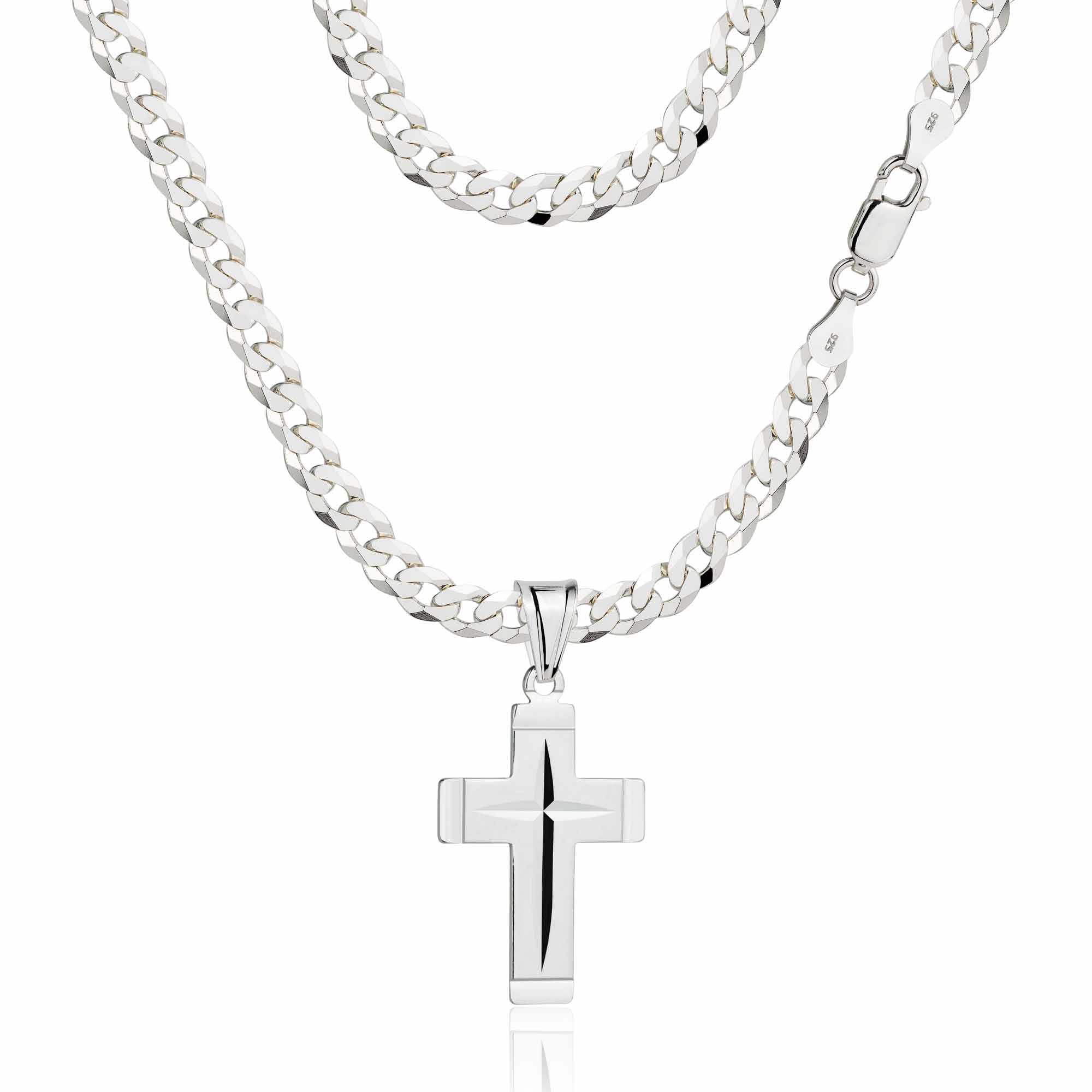 Łańcuszek srebrny z krzyżykiem pancerka 2mm pr. 925