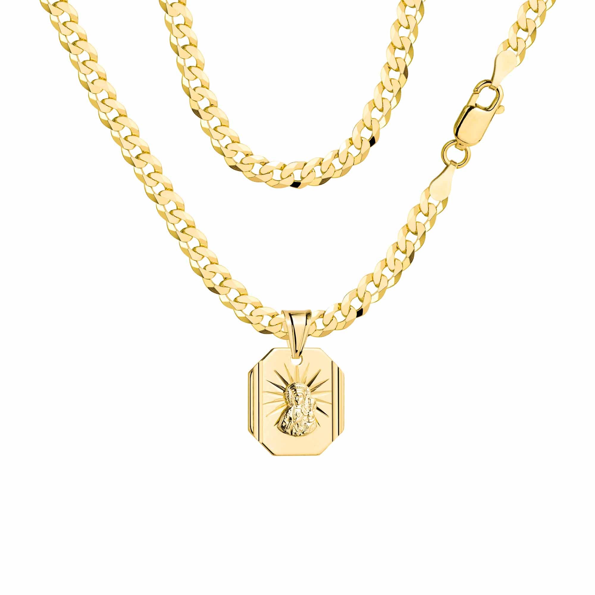 Łańcuszek pozłacany srebrny z medalikiem pancerka 3,8mm pr. 925