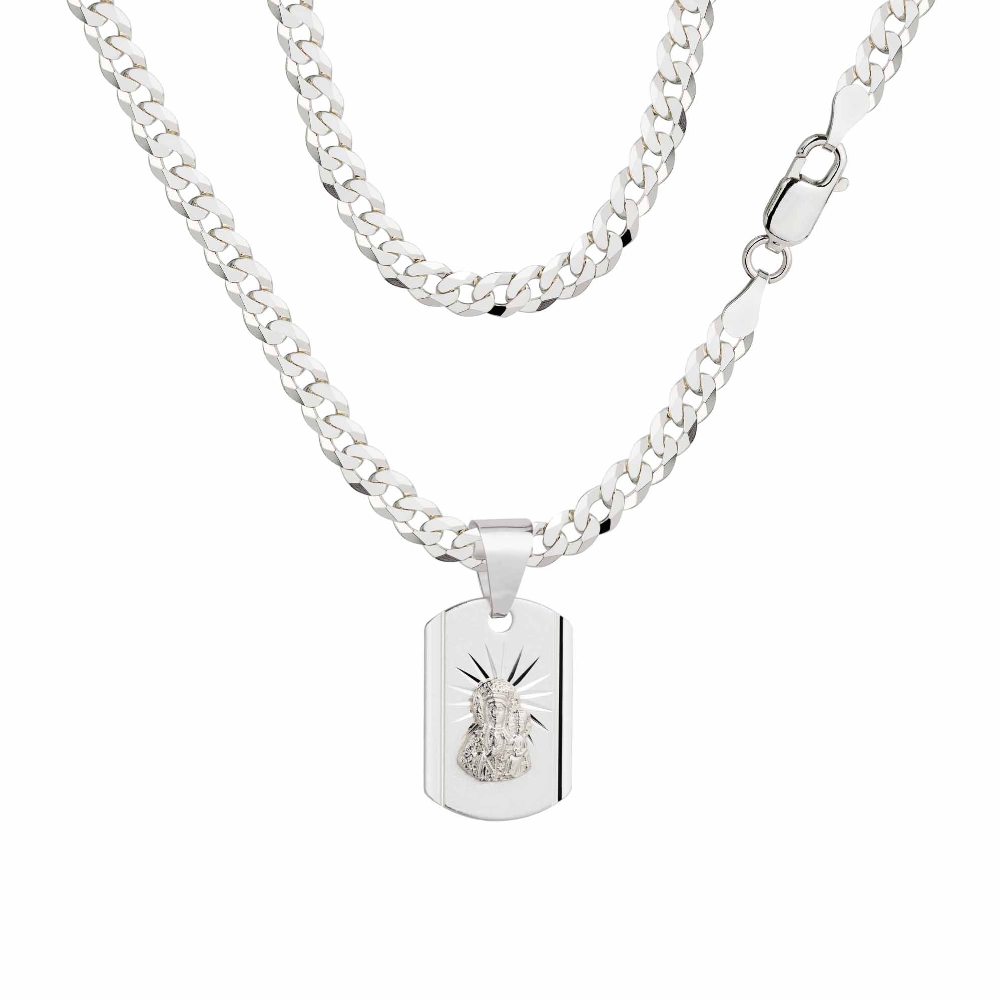 Łańcuszek srebrny z medalikiem pancerka 3,8mm pr. 925