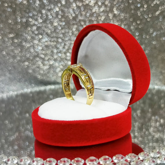 Złoty pierścionek droga grecki z kamieniem