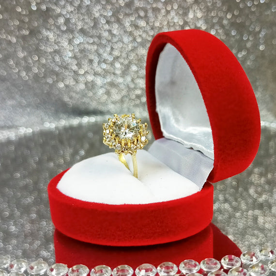 Duży złoty pierścionek kwiat z cyrkoniami