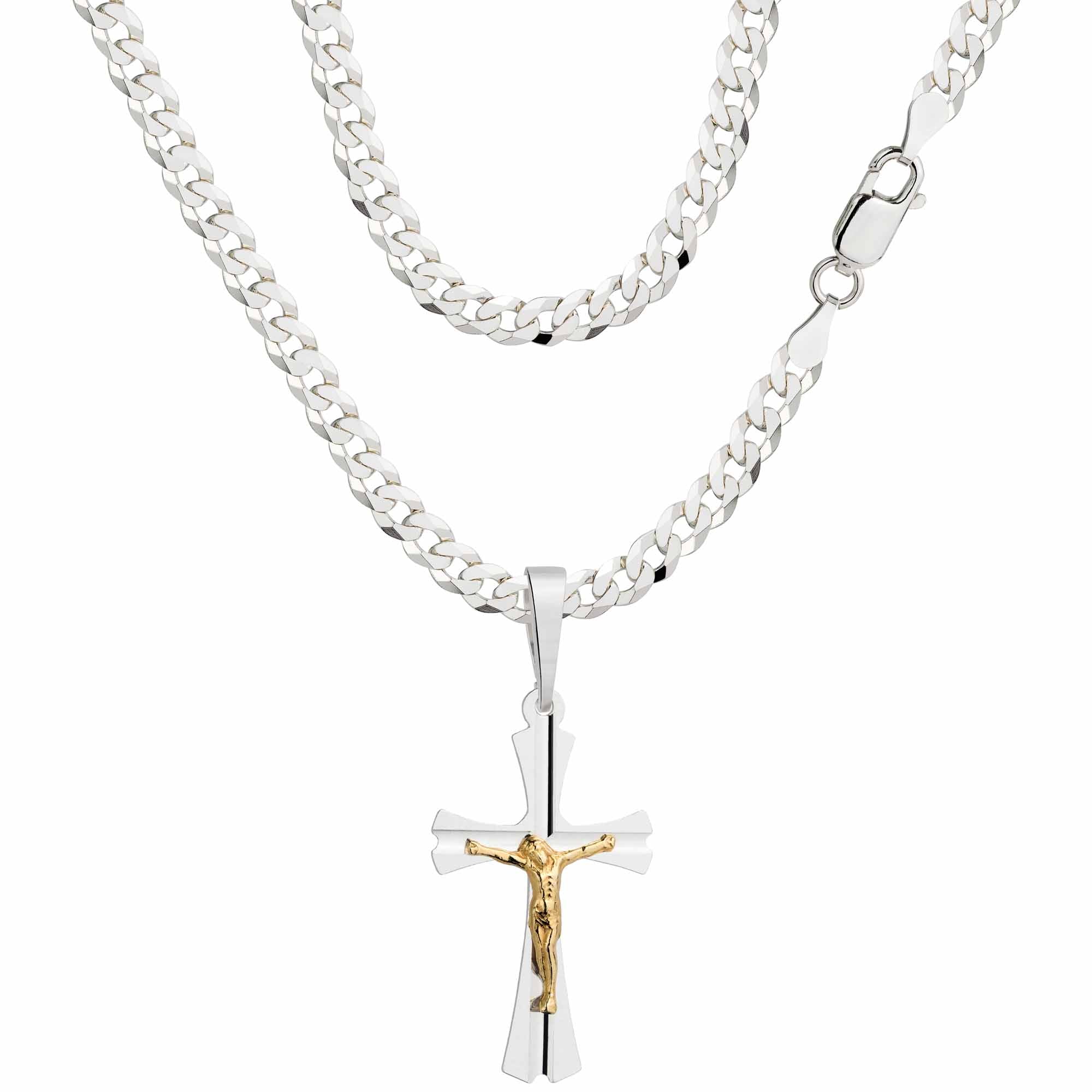 Łańcuszek srebrny z krzyżykiem pancerka 3,8mm pr. 925