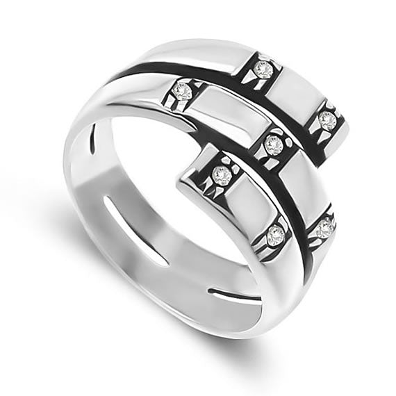 Pierścionek potrójny z kamieniami