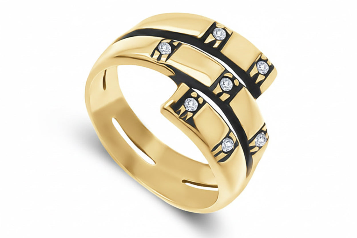 Pierścionek potrójny z kamieniami