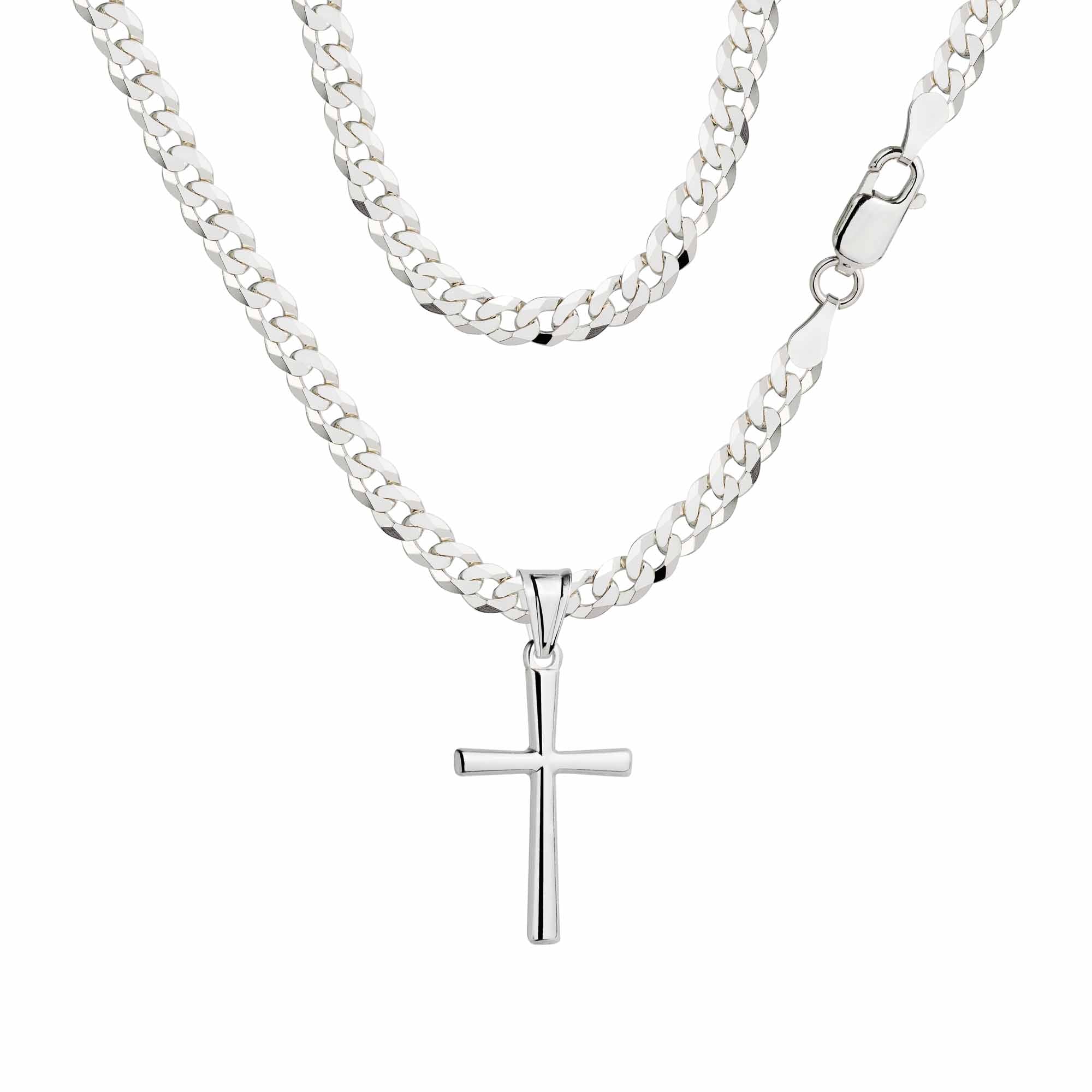 Łańcuszek srebrny z krzyżykiem pancerka 3,8mm pr. 925