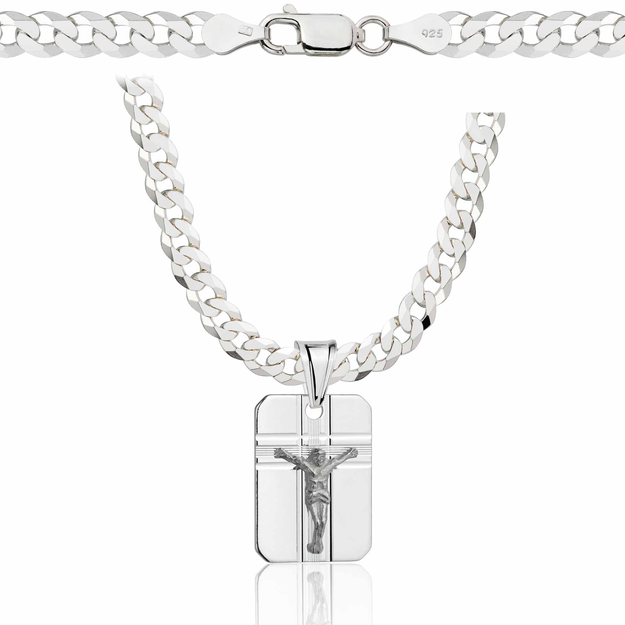 Łańcuszek srebrny z medalikiem pancerka 5mm pr. 925