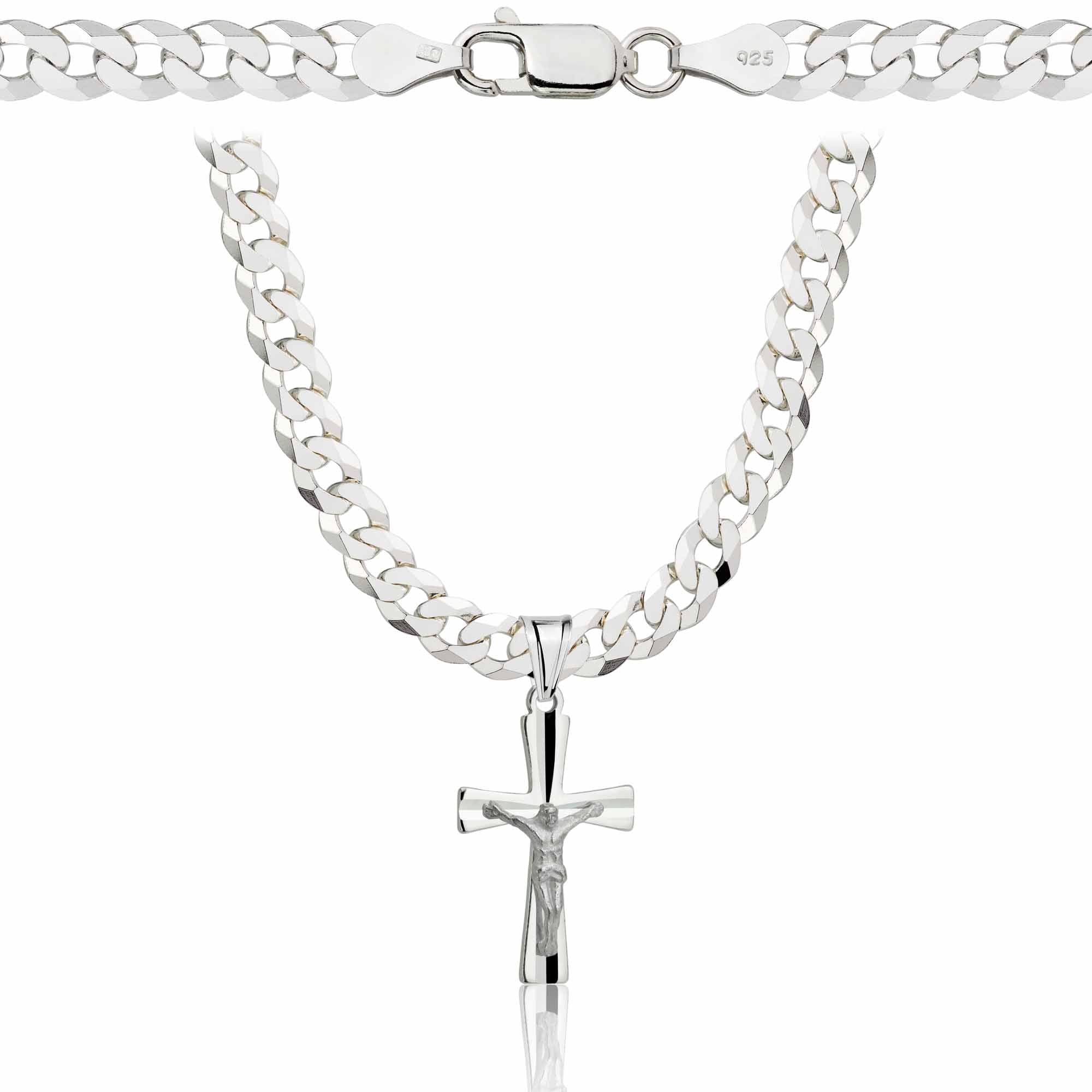 Łańcuszek srebrny z krzyżykiem pancerka 5mm pr. 925