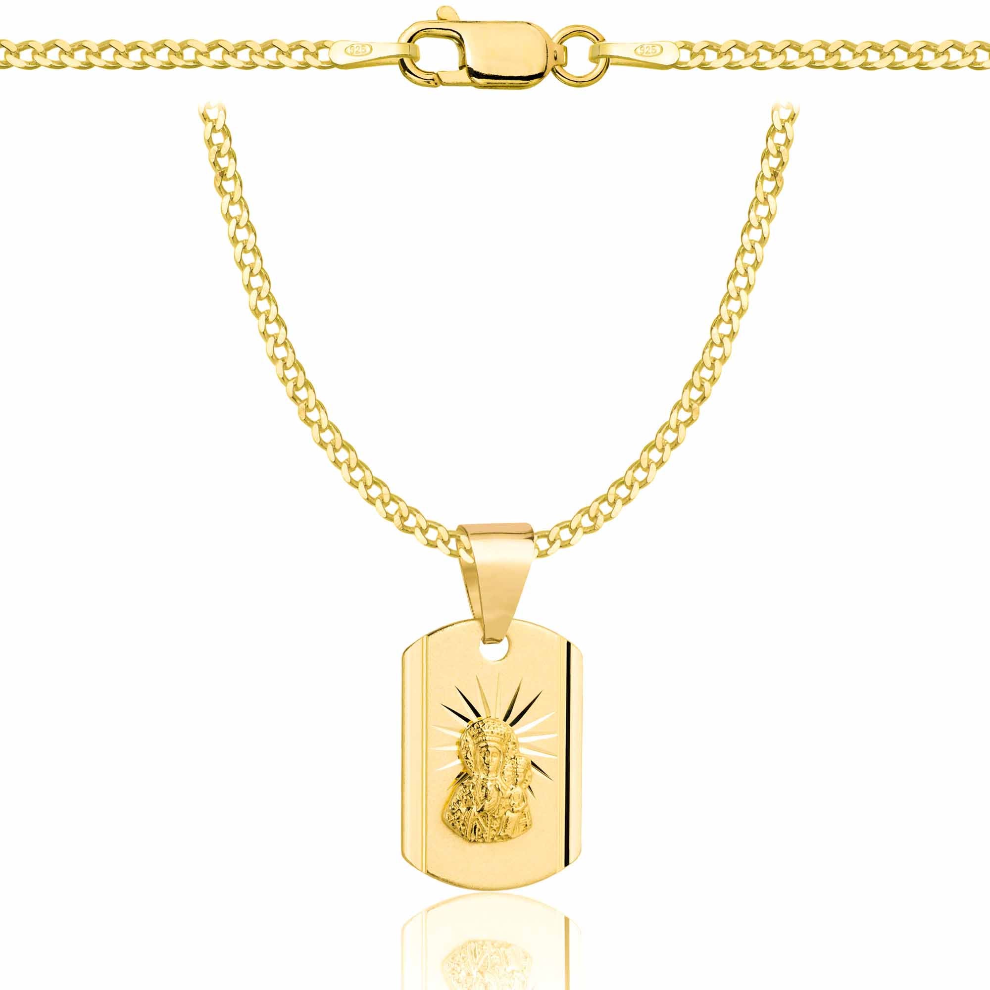 Łańcuszek pozłacany srebrny z medalikiem pancerka 2mm pr. 925