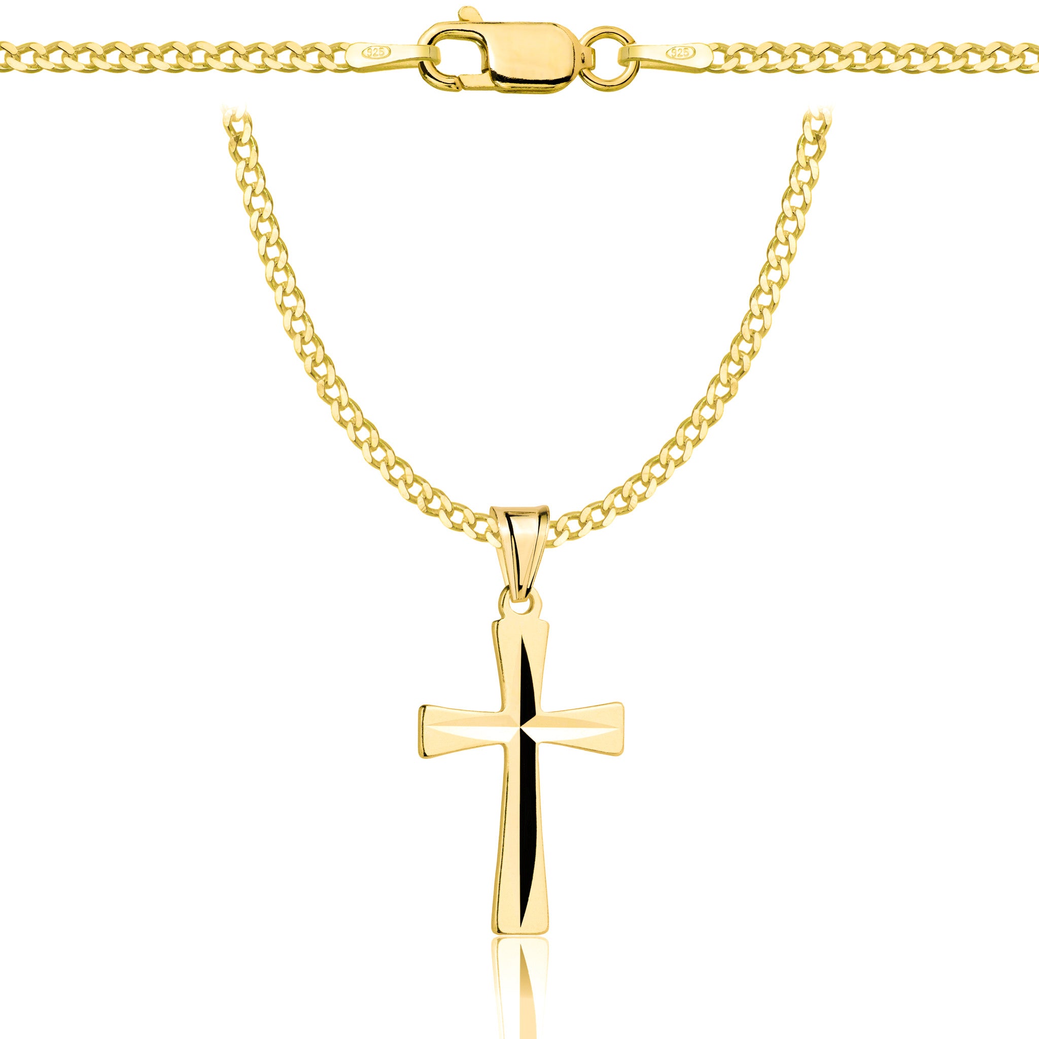 Łańcuszek pozłacany srebrny z krzyżykiem pancerka 2mm pr. 925