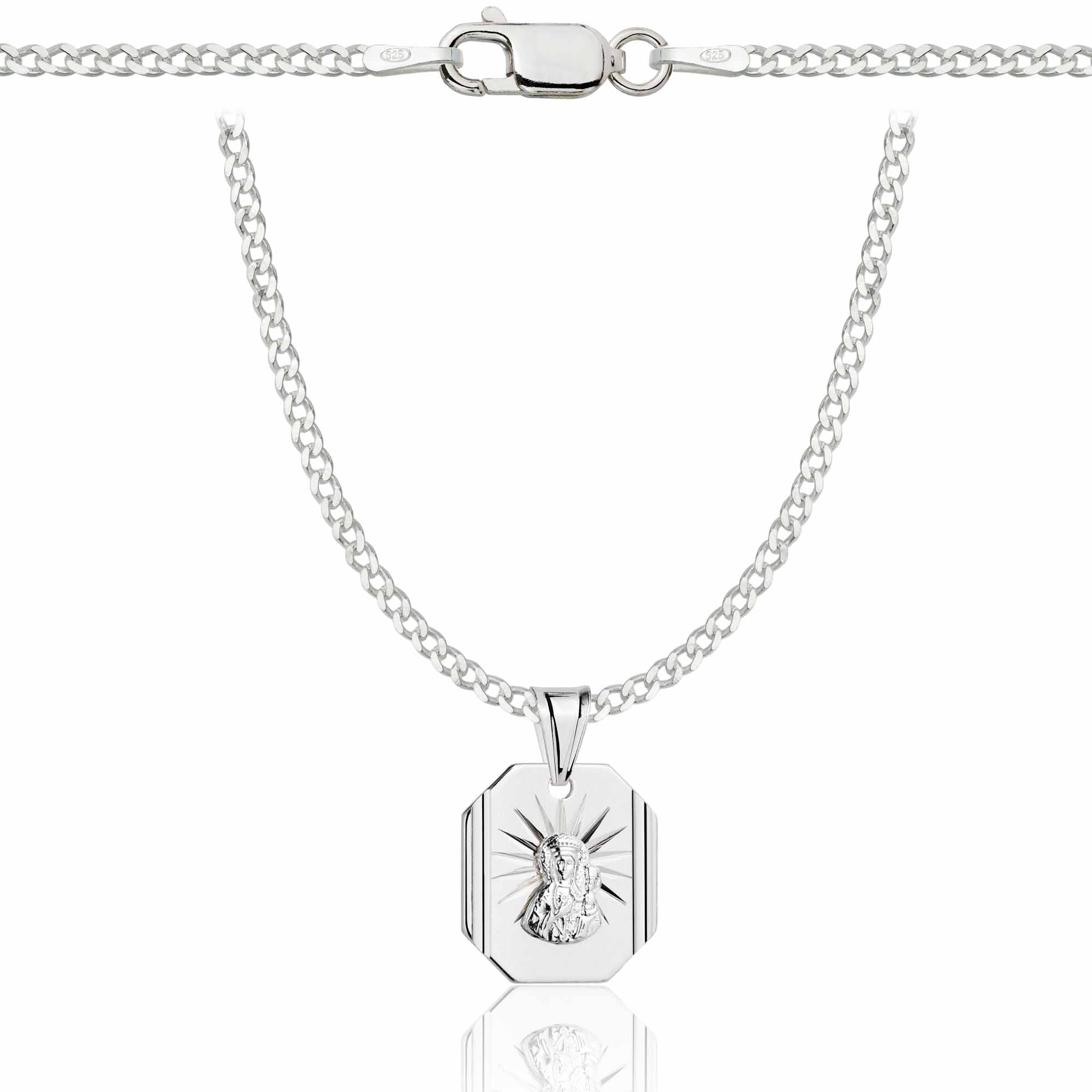 Łańcuszek srebrny z medalikiem pancerka 2mm pr. 925