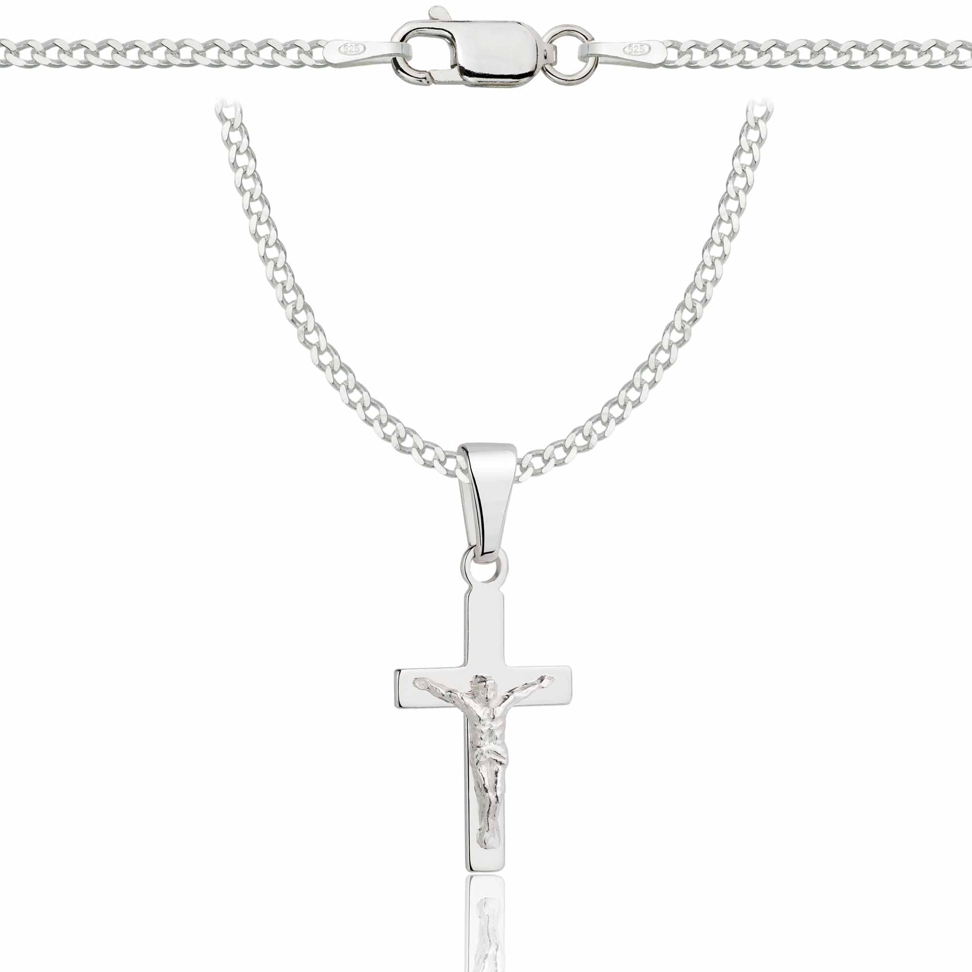 Łańcuszek srebrny z krzyżykiem pancerka 2mm pr. 925