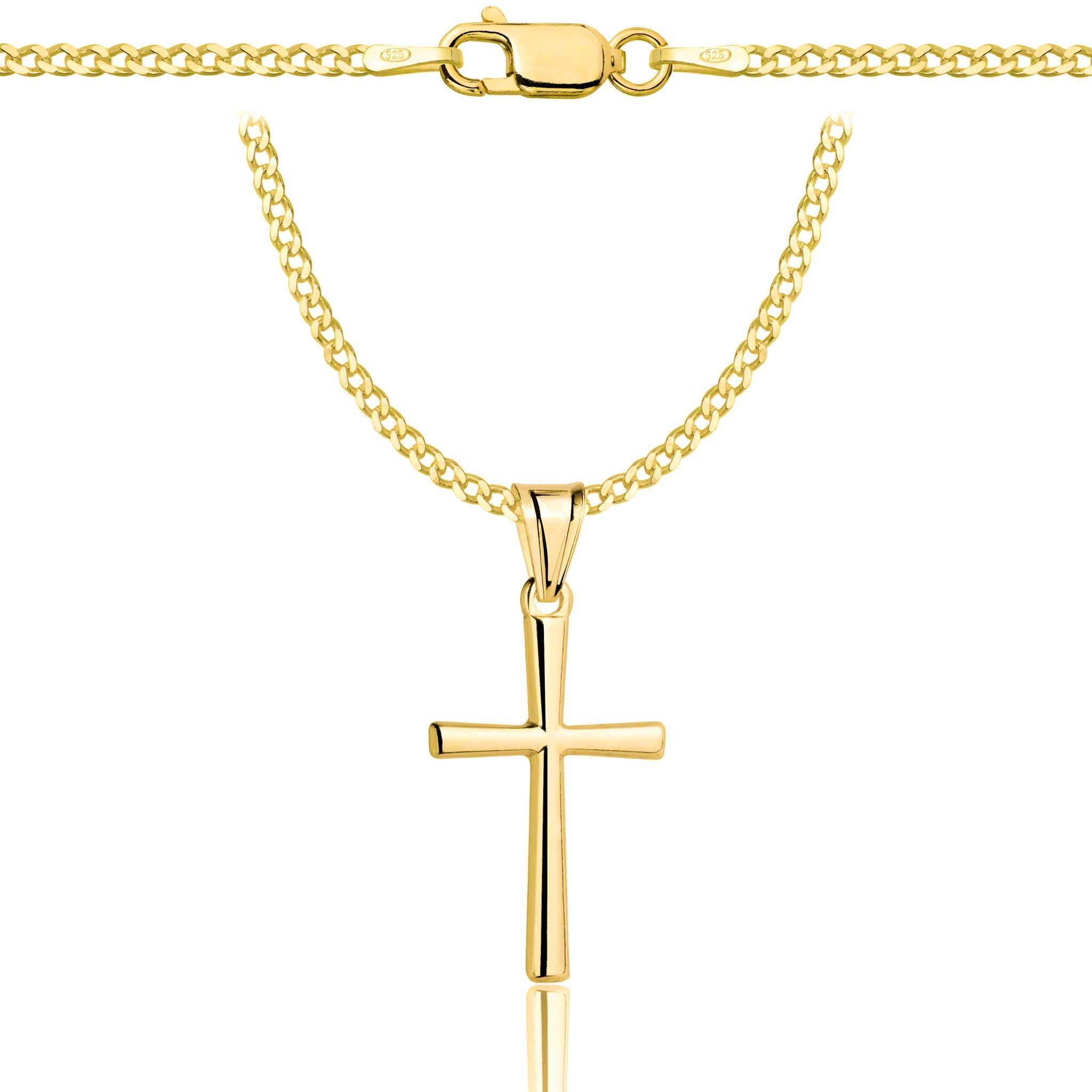 Łańcuszek pozłacany srebrny z krzyżykiem pancerka 2mm pr. 925