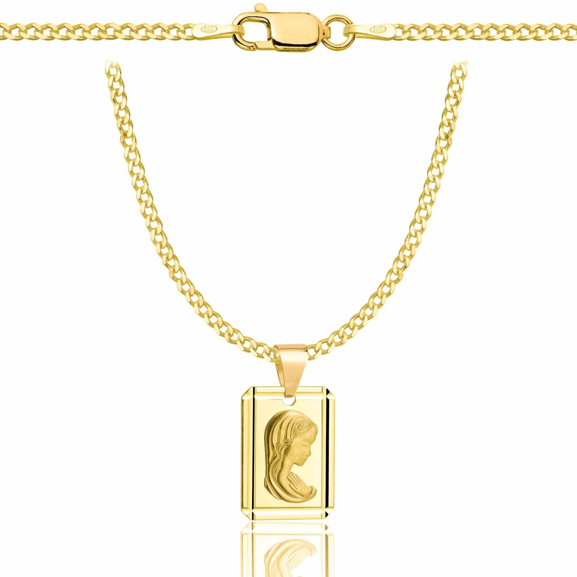 Łańcuszek pozłacany srebrny z medalikiem pancerka 2mm pr. 925