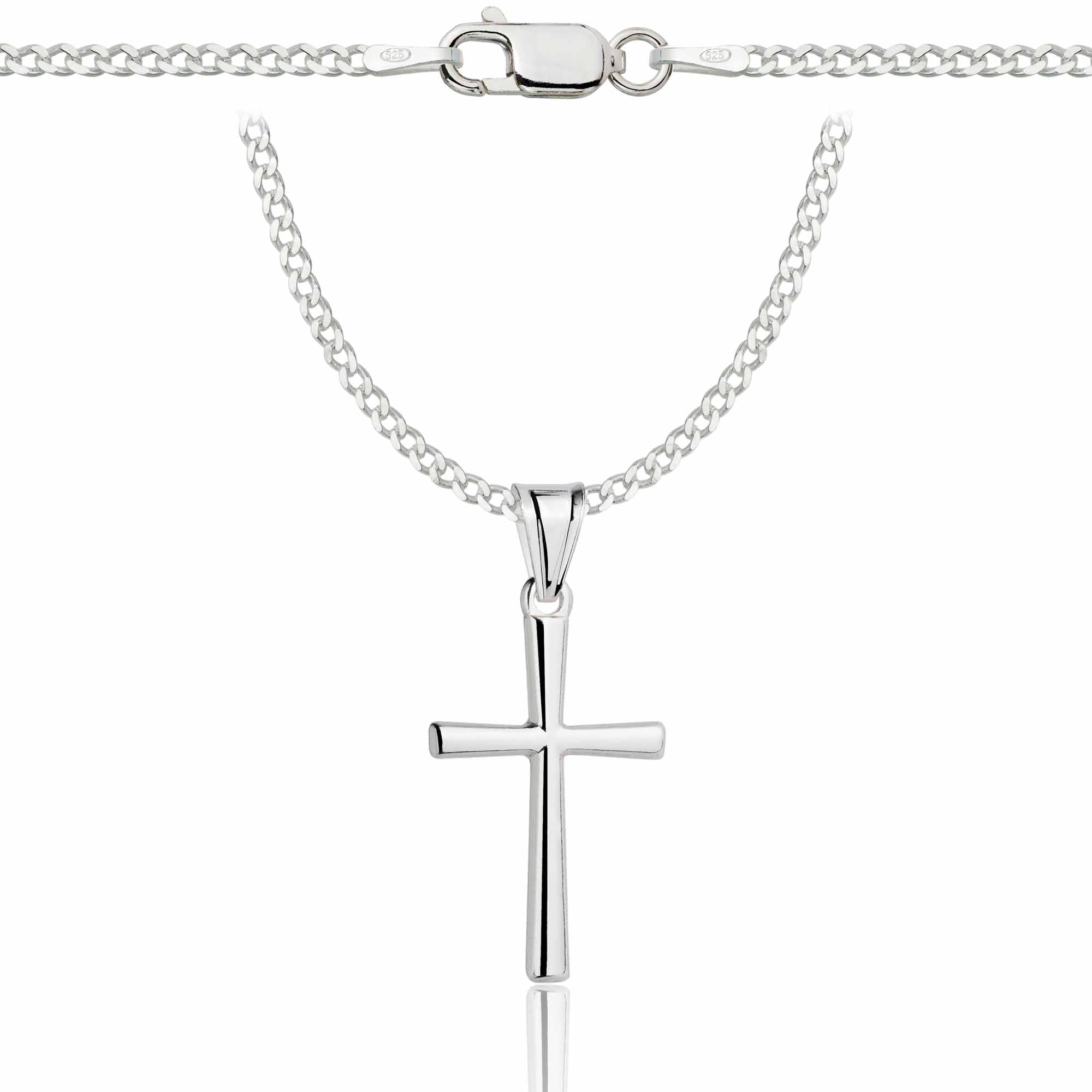 Łańcuszek srebrny z krzyżykiem pancerka 2mm pr. 925