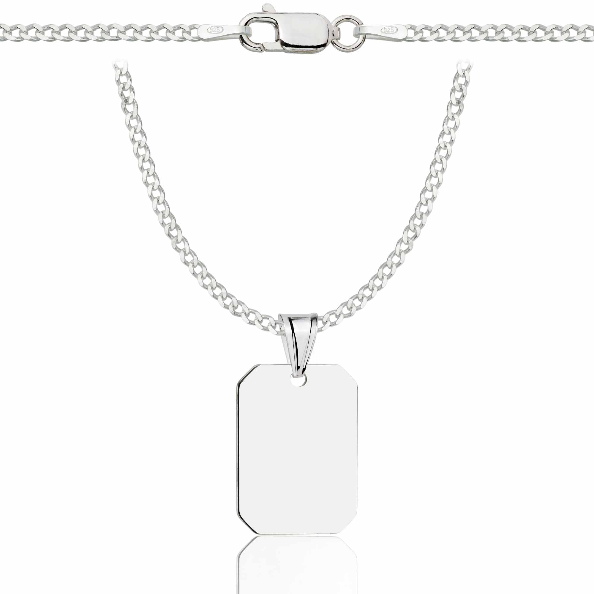 Łańcuszek srebrny z nieśmiertelnikiem pancerka 2mm pr. 925