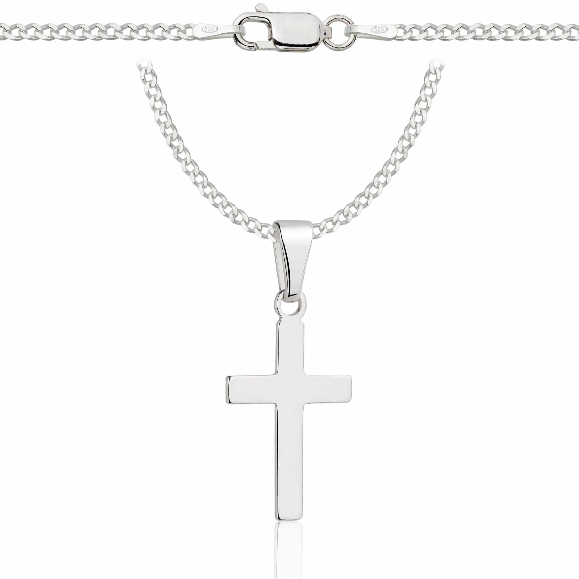 Łańcuszek srebrny z krzyżykiem pancerka 2mm pr. 925