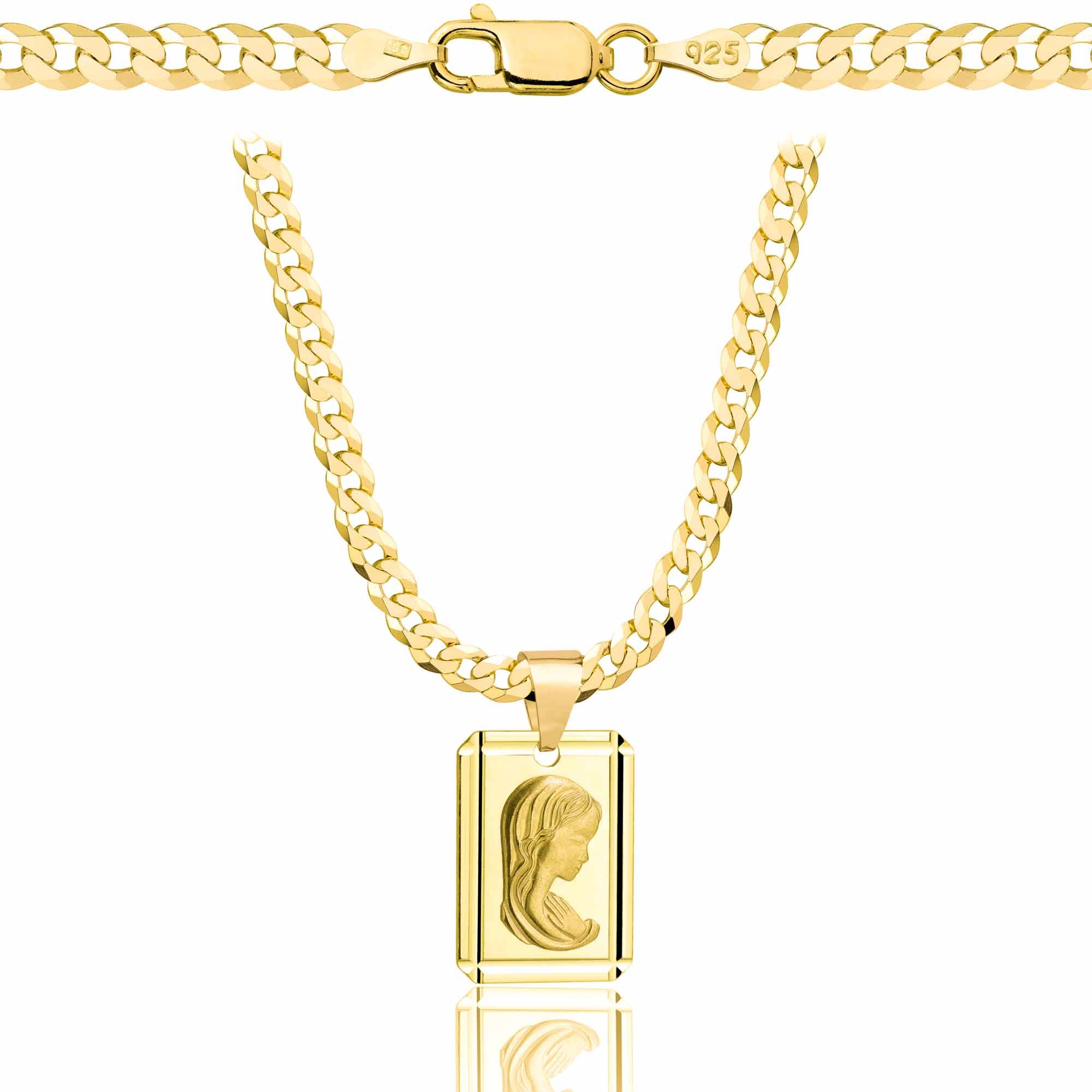 Łańcuszek pozłacany srebrny z medalikiem pancerka 3,8mm pr. 925